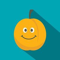 Fresh smiling apricot icon, flat style vector