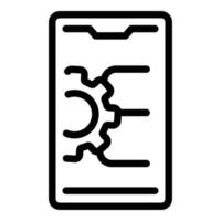 Gear system phone icon outline vector. Data result vector