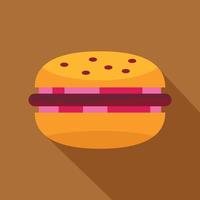 Burger with red onion, meat patty and bun icon vector