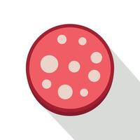 Slice of red salami icon, flat style vector
