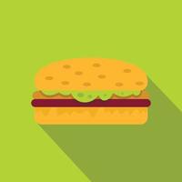 Classic chicken burger icon, flat style vector