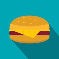 Cheeseburger icon, flat style vector