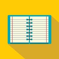 Open spiral lined notebook icon, flat style vector