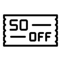 50 percent off icon outline vector. Digital price vector