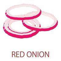 Red onion icon, isometric style vector