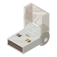 Usb flash drive icon, isometric style vector