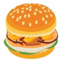Tasty burger icon, isometric style vector