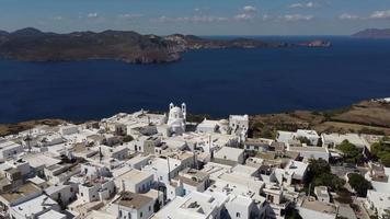 Plaka Chora Village Aerial View in Milos, Cyclades Island in Aegean Sea, Greece video