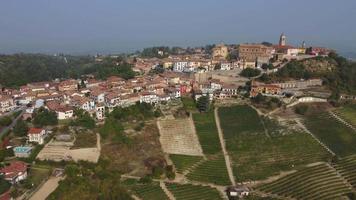 La Morra aerial view and vineyard in Langhe, Piedmont video