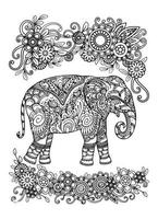 Elephant Mandala Coloring Page vector