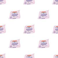 Signed and sealed document pattern seamless vector