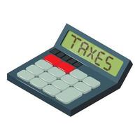 icono de calculadora de impuestos, estilo isométrico vector
