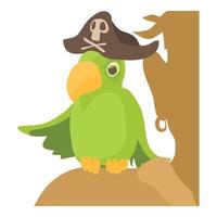 Pirate parrot icon, cartoon style vector