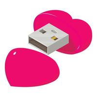 Heart flash drive icon, isometric style vector