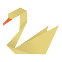 Origami swan icon, cartoon style vector