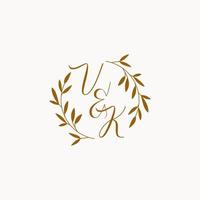 VK initial wedding monogram logo vector