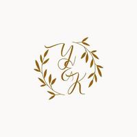 YK initial wedding monogram logo vector