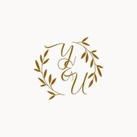 YU initial wedding monogram logo vector