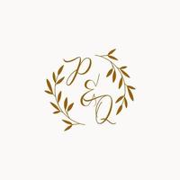 PQ initial wedding monogram logo vector