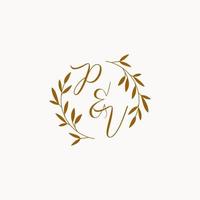 PV initial wedding monogram logo vector