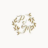 PM initial wedding monogram logo vector