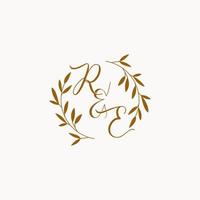 RE initial wedding monogram logo vector