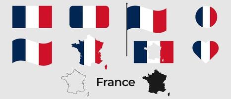 Flag of France. Silhouette of France. National symbol. vector