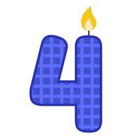 Candle number four. Vector illustration