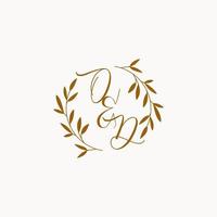 logotipo de monograma de boda inicial od vector