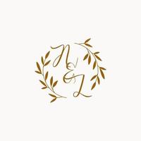 NL initial wedding monogram logo vector