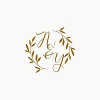 NY initial wedding monogram logo vector