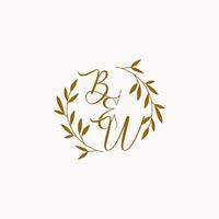 BW initial wedding monogram logo vector