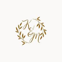 KM initial wedding monogram logo vector