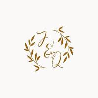 JQ initial wedding monogram logo vector