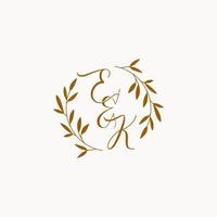 EK initial wedding monogram logo vector