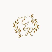 er logotipo de monograma de boda inicial vector