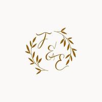 FE initial wedding monogram logo vector