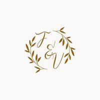 FV initial wedding monogram logo vector