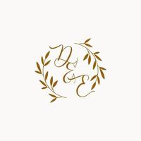 DE initial wedding monogram logo vector