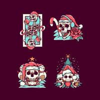 Skull Christmas Illustration Pack 3 vector