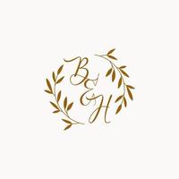 BH initial wedding monogram logo vector