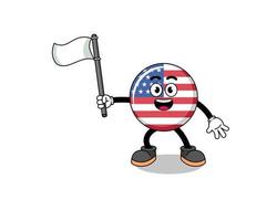 Cartoon Illustration of united states flag holding a white flag vector