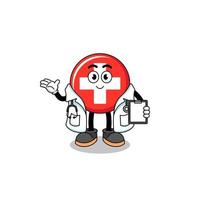 Cartoon mascot of switzerland doctor vector