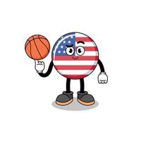 ilustración de la bandera de estados unidos como jugador de baloncesto vector