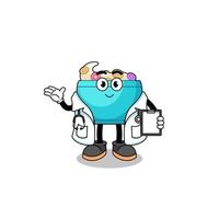 Cartoon mascot of cereal bowl doctor vector