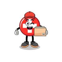 switzerland mascot cartoon as an courier vector