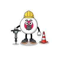 Character cartoon of japan flag working on road construction vector