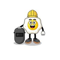 Mascot of fried egg as a welder vector