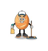 Character mascot of french bread as a cleaning services vector