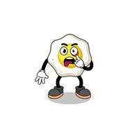ilustración de personaje de huevo frito con lengua fuera vector